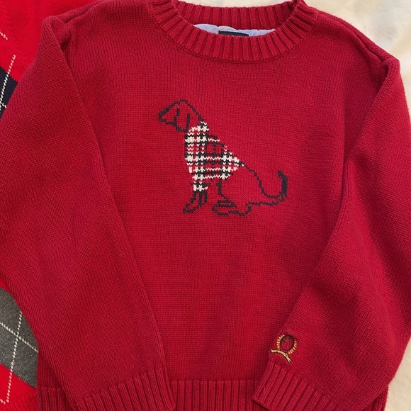 Bundle of 2 Preppy Holiday Sweaters 1 4T Tommy Hilfiger, 1 5T Hanna Andersson - Picture 2 of 7